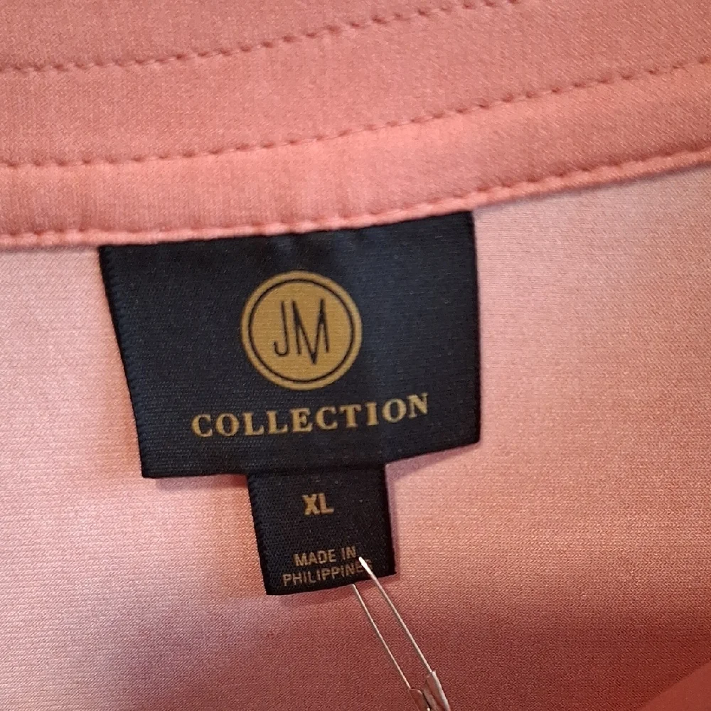 J.m. Collection  Coral to Yellow Floral Lace-Up Tunic - Picture 5 of 5